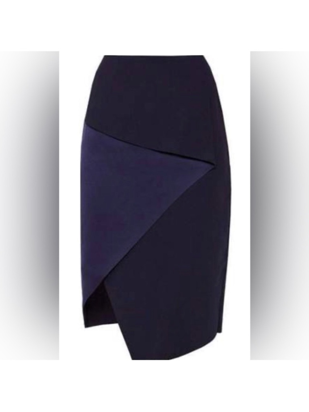 Ted Baker London Daffnie Navy & Black Asymmetrical Wrap Pencil Midi Skirt size 3 - Picture 3 of 11